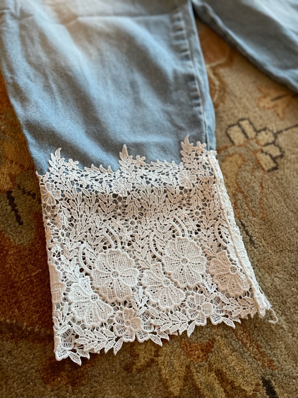 ASOS Light Blue Women’s Jeans with White Lace Hem